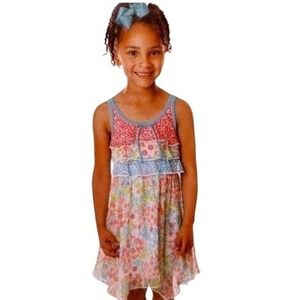 Jona Michelle Girls  Blue Pink Floral Flutter Tank Sundress Size 5 New with Tags